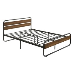 Picture of Molly Industrial Wood & Metal Bed Dark Wood E-living