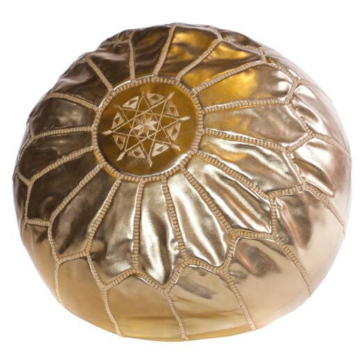 Picture of Moroccan Faux Leather Pouf Cover, Gold Cush & Co