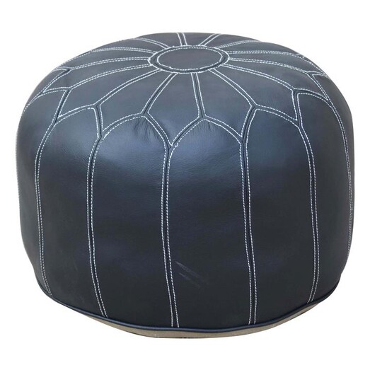 Picture of Moroccan Leather Pouf, Black Phil Bee Interiors Picture of Moroccan Leather Pouf, Black Phil Bee Interiors