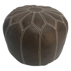 Picture of Moroccan Leather Pouf, Brown Phil Bee Interiors