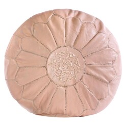 Picture of Moroccan Leather Pouf Cover, Dusty Pink Cush & Co