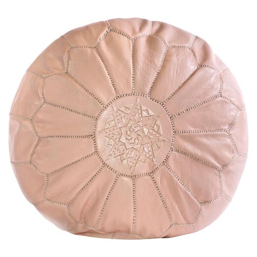 Picture of Moroccan Leather Pouf Cover, Dusty Pink Cush & Co