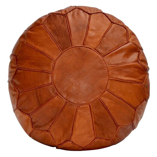 Picture of Moroccan Piped Flower Leather Ottoman in Brown by Cush & Co