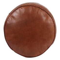 Picture of Moroccan Plain Leather Ottoman in Brown by Cush & Co