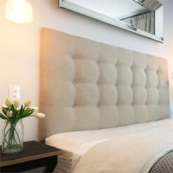 Picture of Morris Upholstered Bed Head, Timber Legs Size Double in Off White by Cornermill