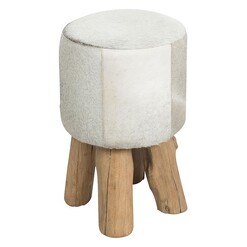 Picture of Mushroom Cowhide Stool Hair On Hide Grey Casa Uno