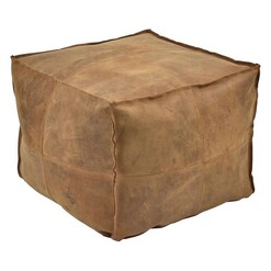 Picture of Napa Leather Pouf Brown Casa Uno