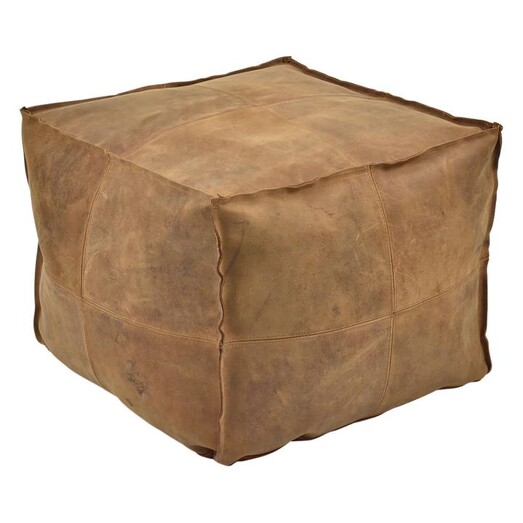 Picture of Napa Leather Pouf Brown Casa Uno