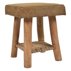 Picture of Napa Leather Stool Brown/Natural Casa Uno
