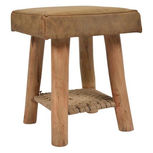 Picture of Napa Leather Stool Brown/Natural Casa Uno