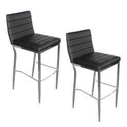 Picture of Narellan Set of 2 Faux Leather Bar Stools Genuine Leather Black Dover Mason