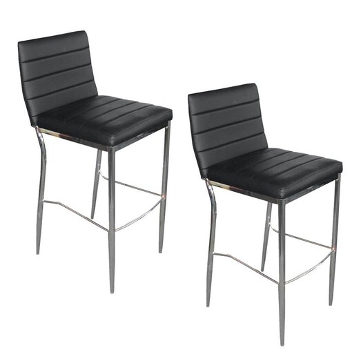 Picture of Narellan Set of 2 Faux Leather Bar Stools Genuine Leather Black Dover Mason