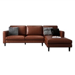 Picture of Nathan 3-Seater PU Leather Sofa Solid Wood Brown Regal Royal Design