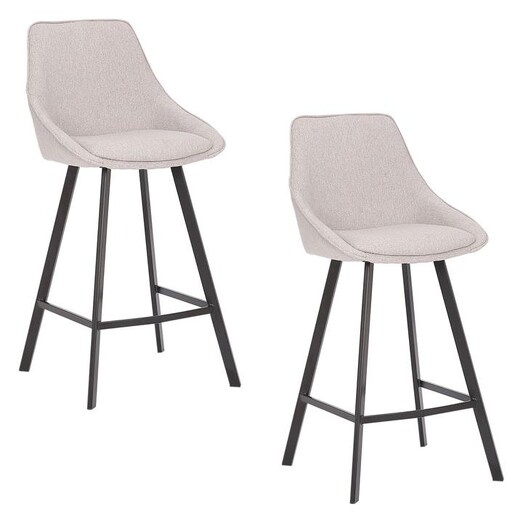 Picture of Nemo Set of 2 Waterproof Fabric High Back Bar Stools Light Grey casabona