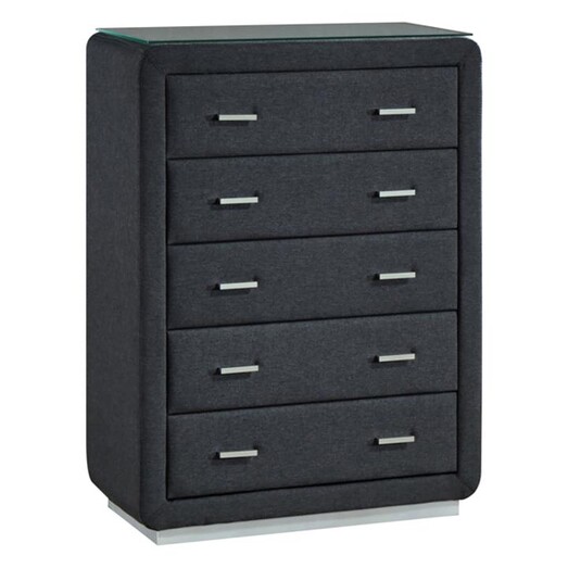 Picture of Nerguin Chest of 5 Drawers Fabric Grey Dover Mason