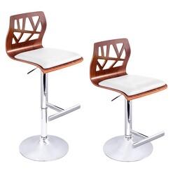 Picture of Neston White Bar Stool (Set of 2) Plywood White/Wood Resort Living