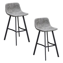 Picture of Newcastle Faux Leather Bar Stool (Set of 2) Grey/Black Dover Mason