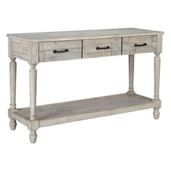 Picture of Newcastle Timber Console Table Wood Vintage Washed White Jasper Home Living