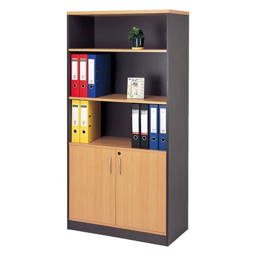 Picture of Newton 2-Door Bookcase Melamine Beech/Ironstone UBiZ Furniture