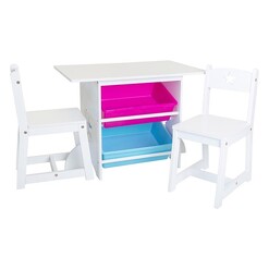 Picture of Niman Kids' 3-Piece Table, Chairs, and Tubs Set MDF White Meubilair