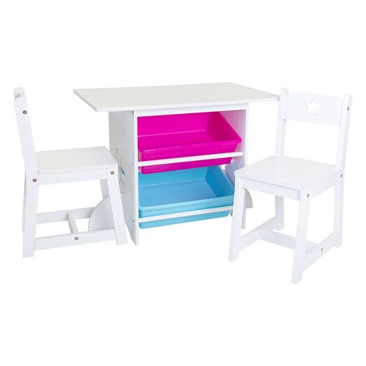 Picture of Niman Kids' 3-Piece Table, Chairs, and Tubs Set MDF White Meubilair