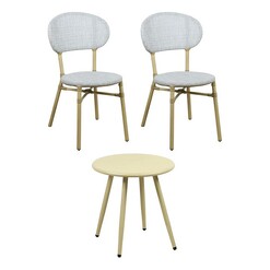 Picture of Nina Malta 3-Piece Outdoor Chair & Table Set Steel Natural E-living