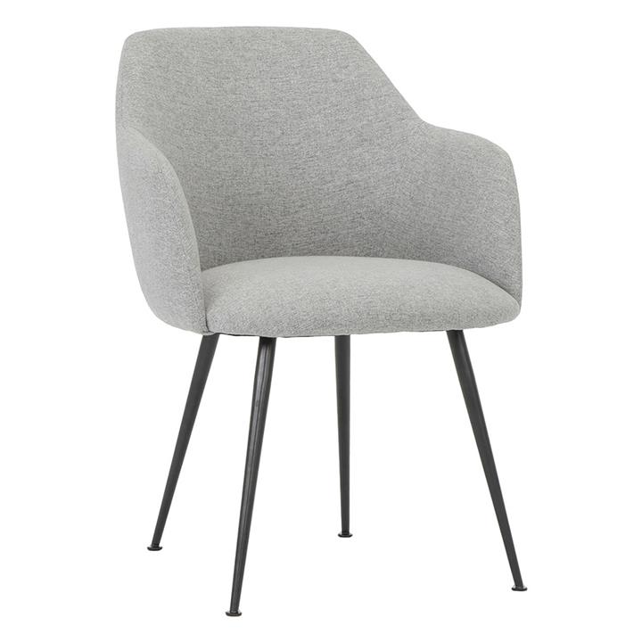Picture of Nobu Dining Armchair, Fabric, Metal Legs Wood Light Grey/Black Life Interiors