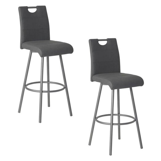 Picture of Noka Set of 2 Leather Bar Stools Charcoal Bay Road Designs Picture of Noka Set of 2 Leather Bar Stools Charcoal Bay Road Designs
