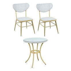 Picture of Nolan 3-Piece Outdoor Chair & Table Set Steel Natural E-living