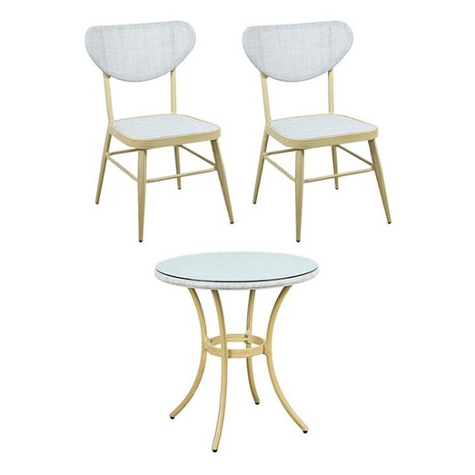 Picture of Nolan 3-Piece Outdoor Chair & Table Set Steel Natural E-living