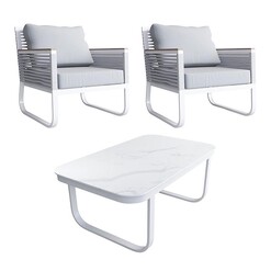 Picture of Noora 3-Piece Outdoor Lounge Set Steel White E-living