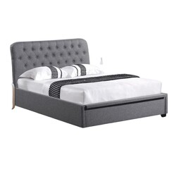Picture of Norah Modern Fabric Gas Lift Tufted Bed Frame Double Size - Dark Grey
