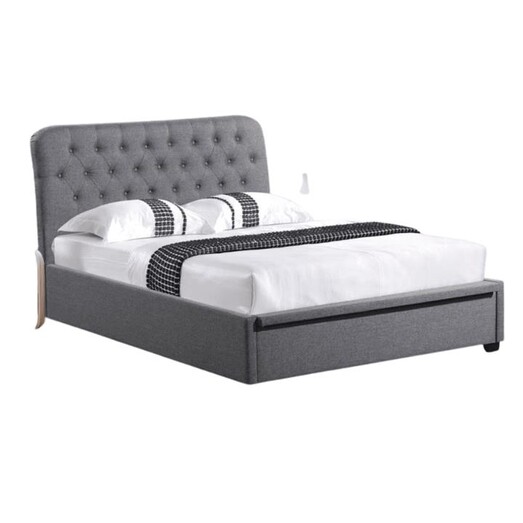 Picture of Norah Modern Fabric Gas Lift Tufted Bed Frame Double Size - Dark Grey