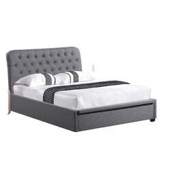Picture of Norah Modern Fabric Gas Lift Tufted Bed Frame Queen Size - Dark Grey