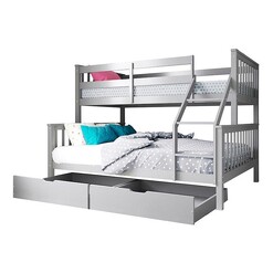 Picture of Norman 2-in-1 Convertible Triple Bunk Bed with Storage Drawer Pine Assorted Regal Royal Design