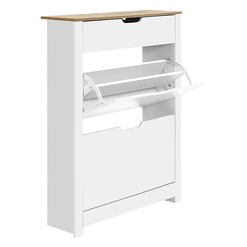 Picture of Nosen Shoe Cabinet, 16 Pairs Chipboard White/Natural Resort Living