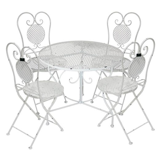 Picture of Novara 5-Piece Table & Chair Set in Antique Cream by The Complete Garden Picture of Novara 5-Piece Table & Chair Set in Antique Cream by The Complete Garden