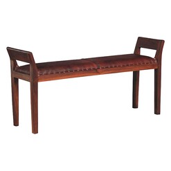 Picture of Nushi 2 Seater Leather Stool Mahogany Kayu Estate