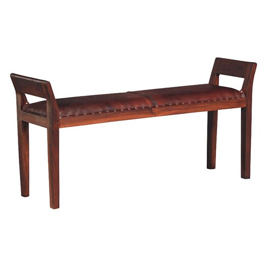 Picture of Nushi 2 Seater Leather Stool Mahogany Kayu Estate Picture of Nushi 2 Seater Leather Stool Mahogany Kayu Estate