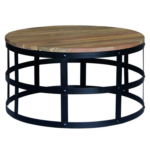 Picture of Nut Round Teak Coffee Table Natural/Black Kayu Estate