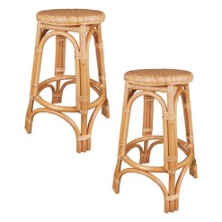 Picture of Nyang Set of 2 Rattan Bar Stools in Natural by Breeze