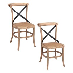 Picture of Oakly Cross-Back Dining Chair (Set of 2) Wood Natural/Black Homeflex