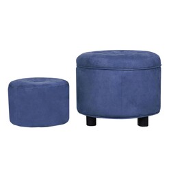 Picture of Octavien Suede Set of 2 Storage Ottomans Fabric Assorted Beaumont & Braddock