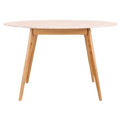 Picture of Oia Marble Round Dining Table, Oak Wood Oak/Marble Life Interiors