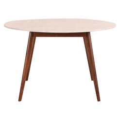 Picture of Oia Marble Round Dining Table, Walnut Wood Walnut/Marble Life Interiors