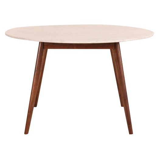 Picture of Oia Marble Round Dining Table, Walnut Wood Walnut/Marble Life Interiors