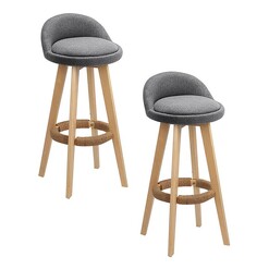 Picture of Olamide Bar Stool, Linen , Grey (Set of 2) Faux Leather Resort Living