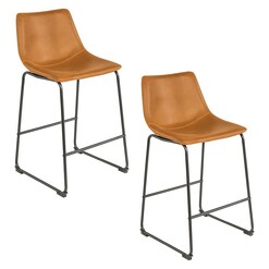 Picture of Onin Bar Stool (Set of 2) Faux Leather Tan/Black Living by Design