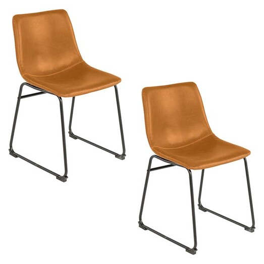 Picture of Onin Dining Chair (Set of 2) Faux Leather Tan/Black Living by Design Picture of Onin Dining Chair (Set of 2) Faux Leather Tan/Black Living by Design