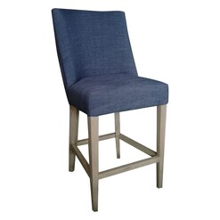 Picture of Opheline Bar Stool, Natural Legs Fabric Navy Blue Dasch Design